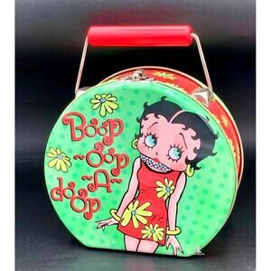 Vintage Betty Boop Tin Carry Box – Retro Floral Nostalgic Gift Collectible Decor